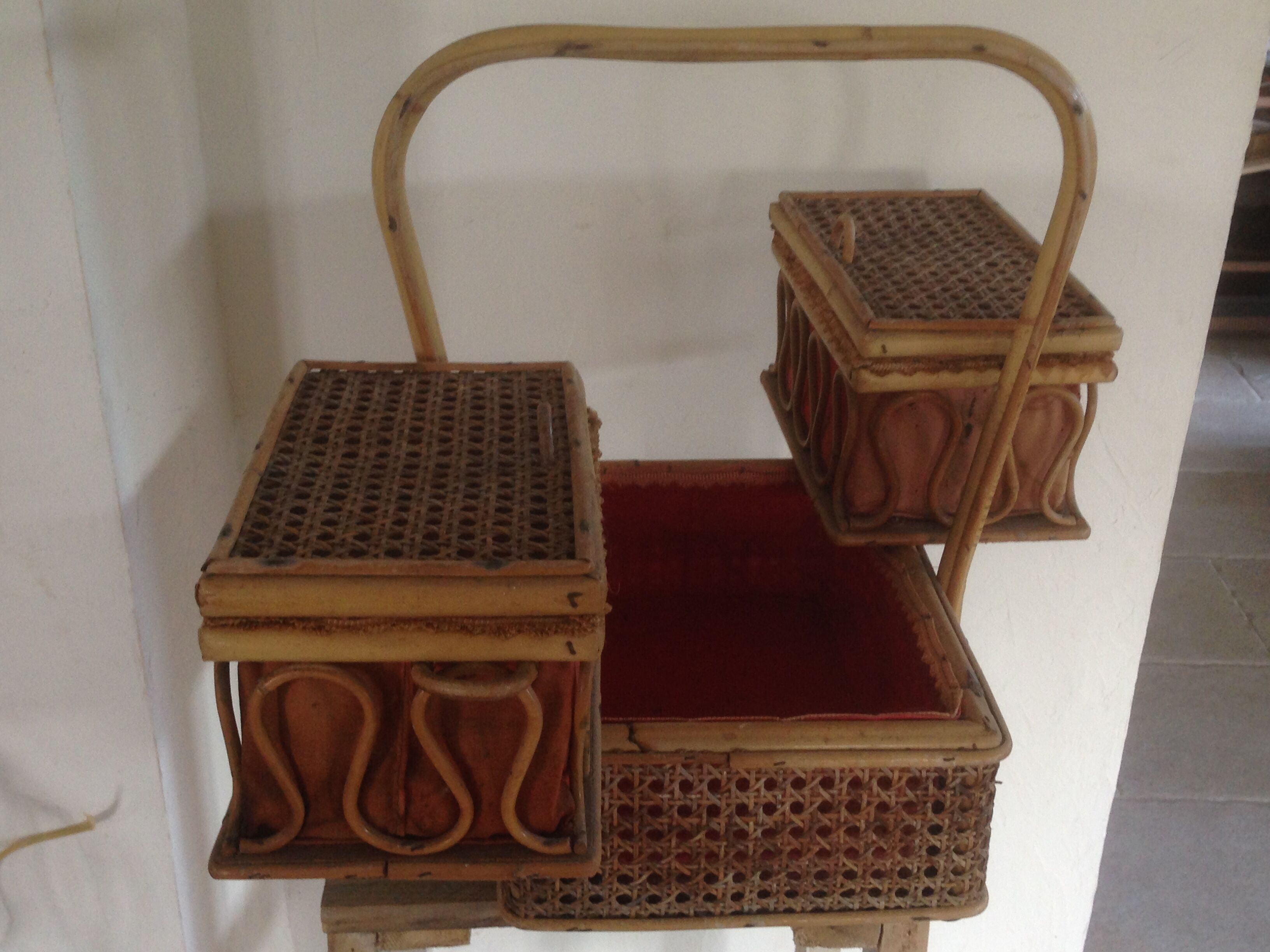 Worker in drawers, caning and bamboo