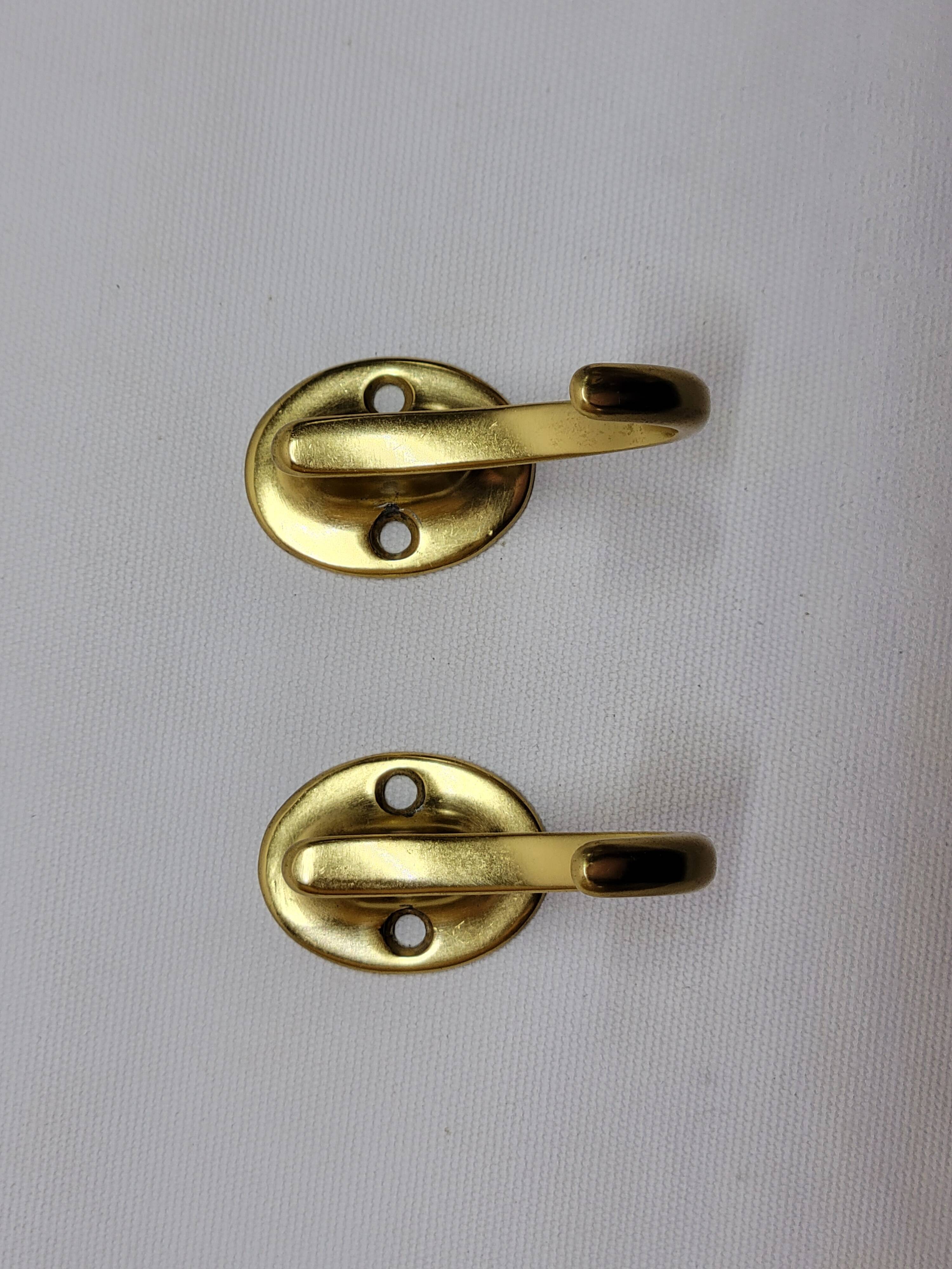 Gold-Colored Anodized Aluminum Coat Hooks, 1950s, Set of 2