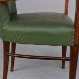 Paire de fauteuils 1940 en skaï vert et hêtre