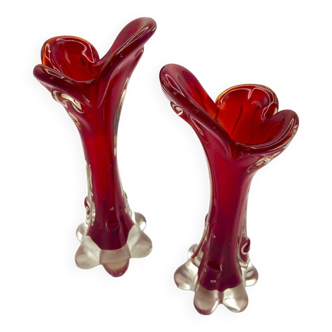 Duo soliflores verre soufflé