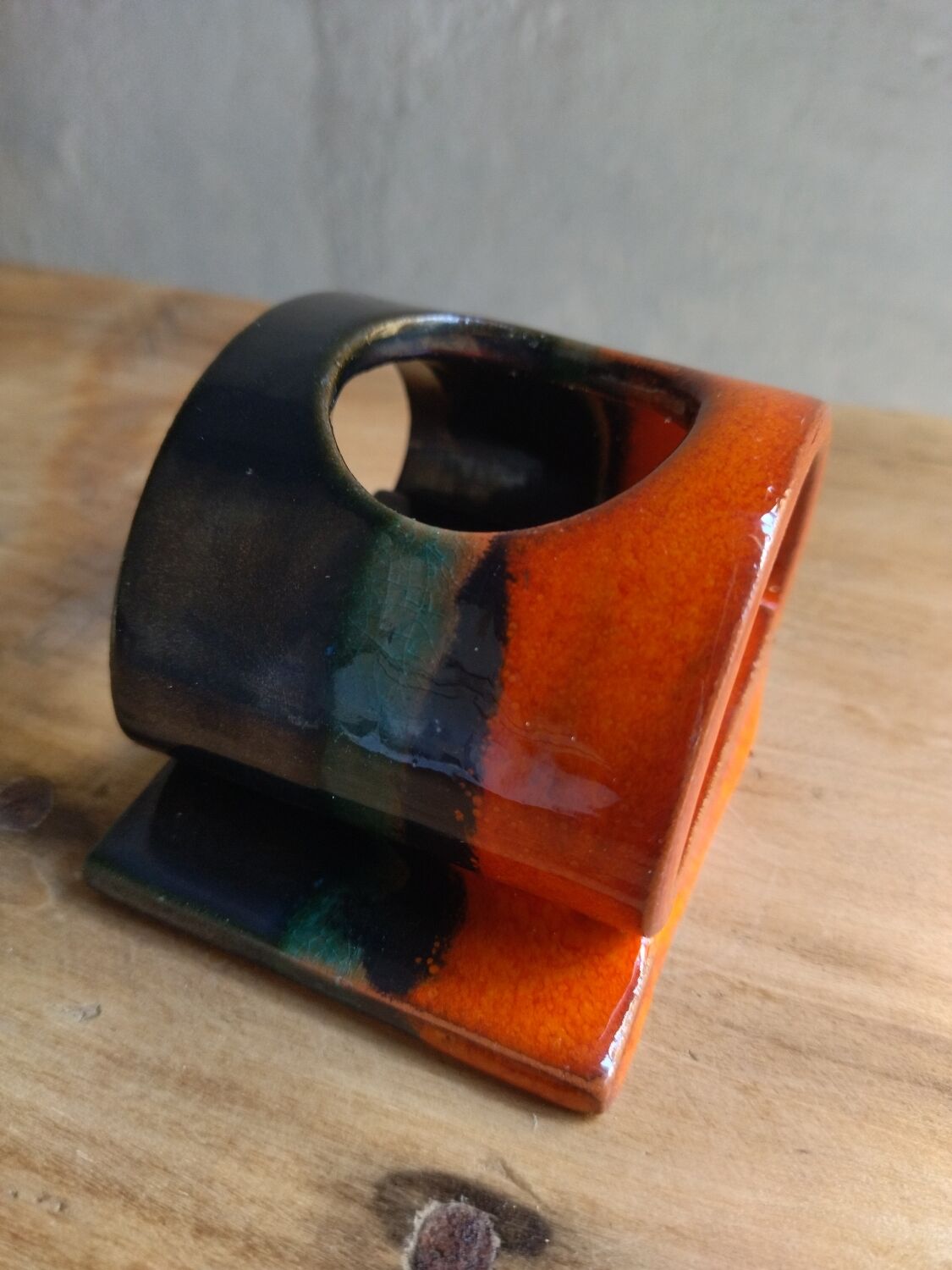 Signed ceramic candle holder