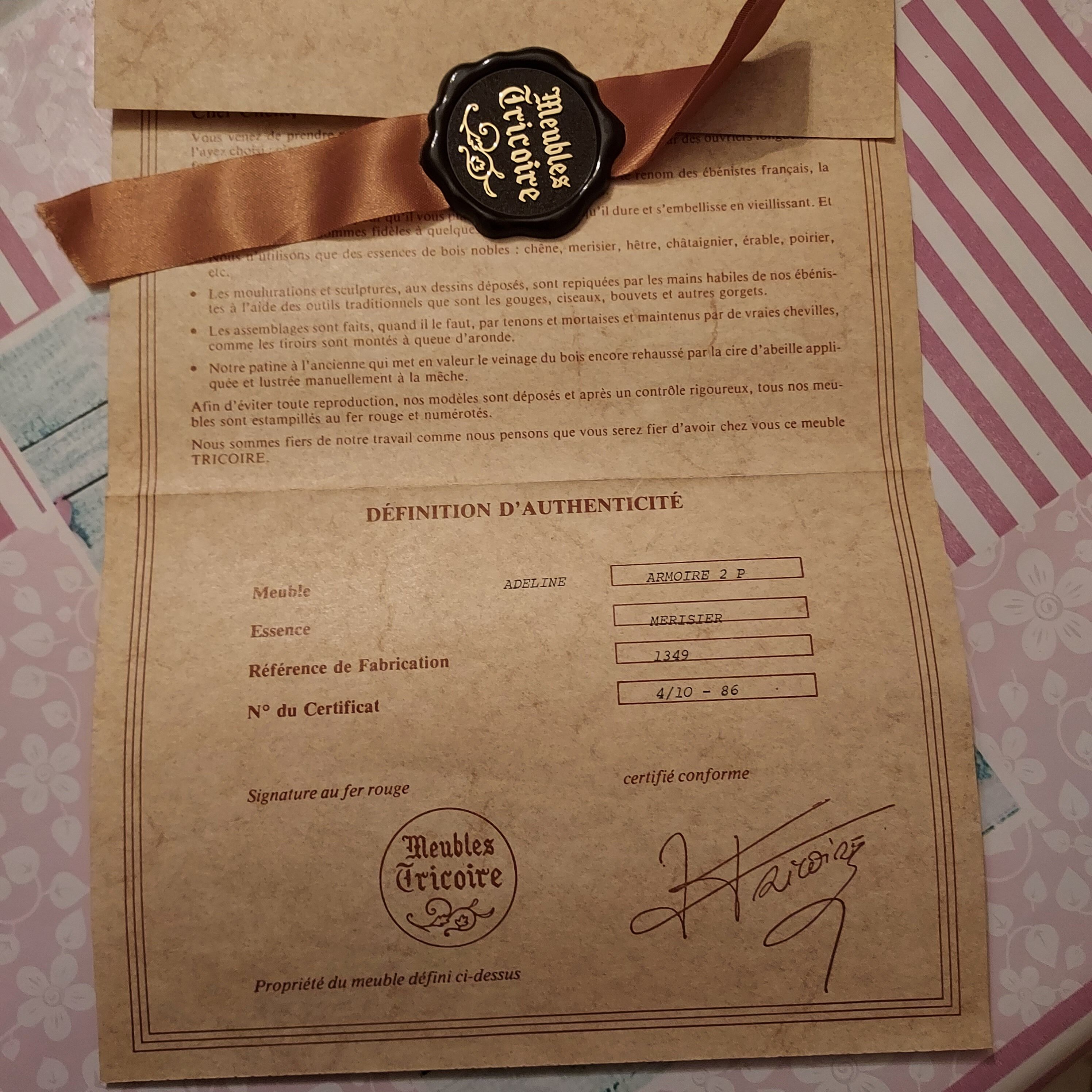 Large solid cherry cabinet Tricoire