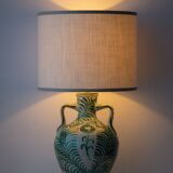 Pair of Spanish Revival Ceramic Table Lamps from Granada, New Linen Lampshades