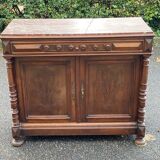 Henri II two-door sideboard in solid wood and marble