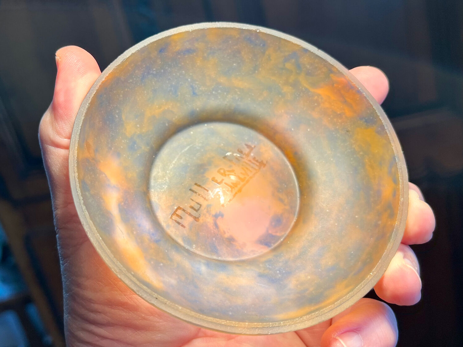 Small glass paste cut by Muller Frères Lunéville, in multi-coloured glass.