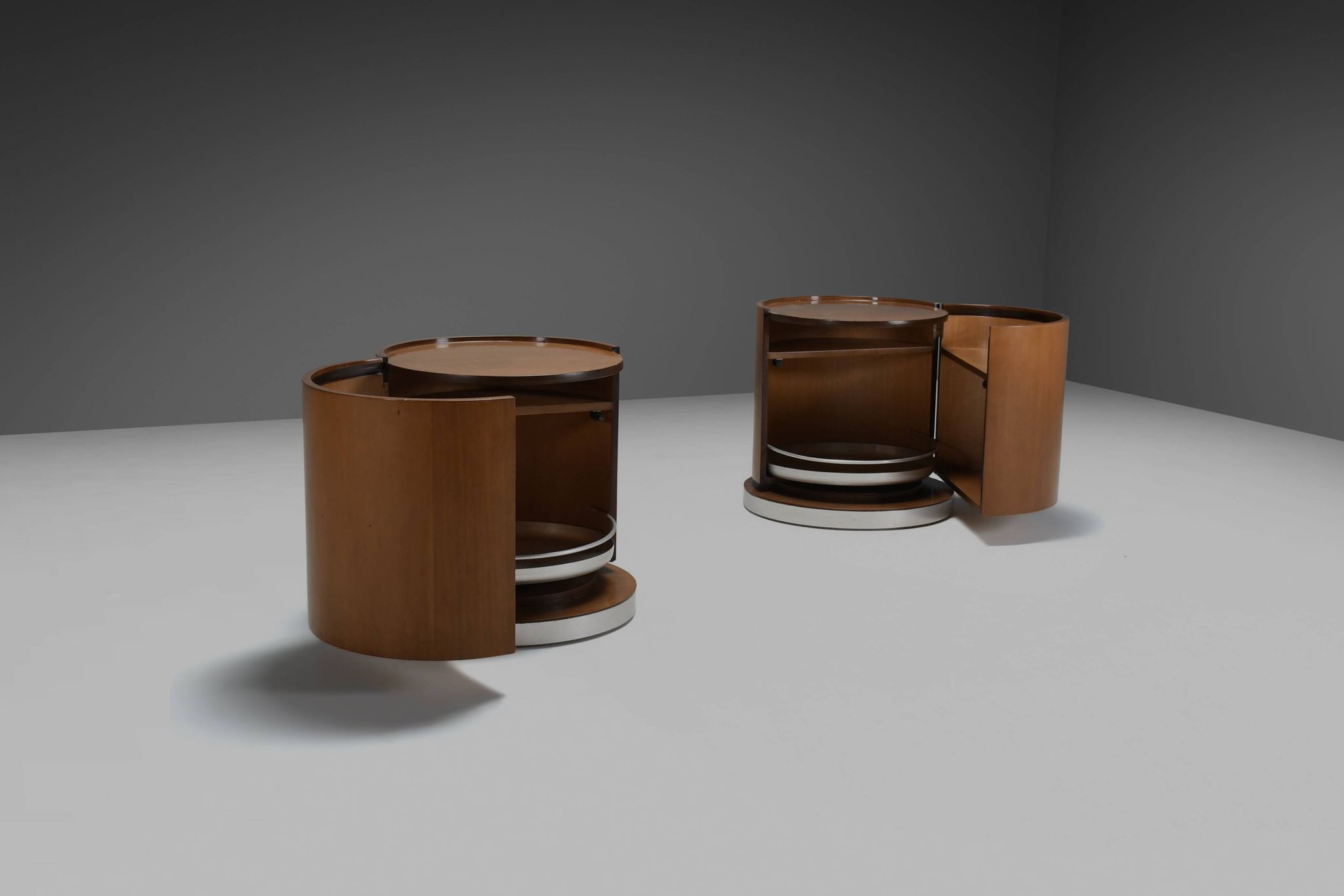 Set of Round Wooden Dry Bars by Mario Sabot, Italy 1970s