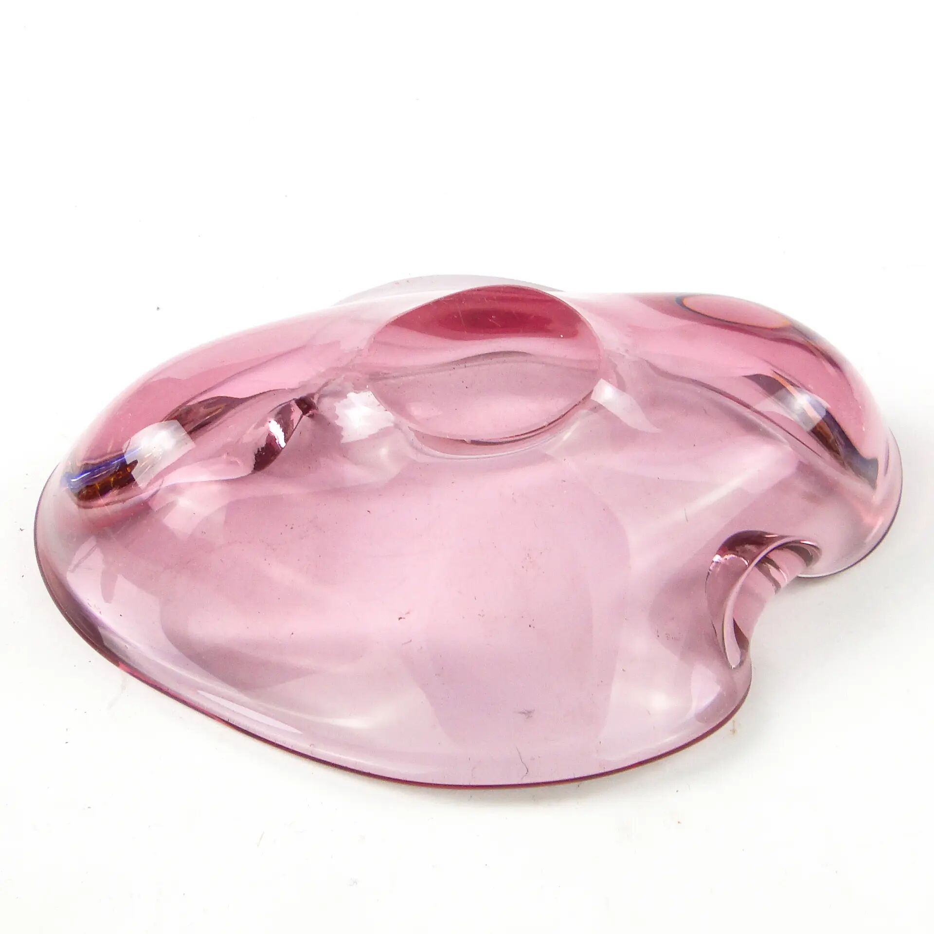 Bol à fruits moderne du milieu du siècle, en verre, Val Saint Lambert, Belgique, années 1950.