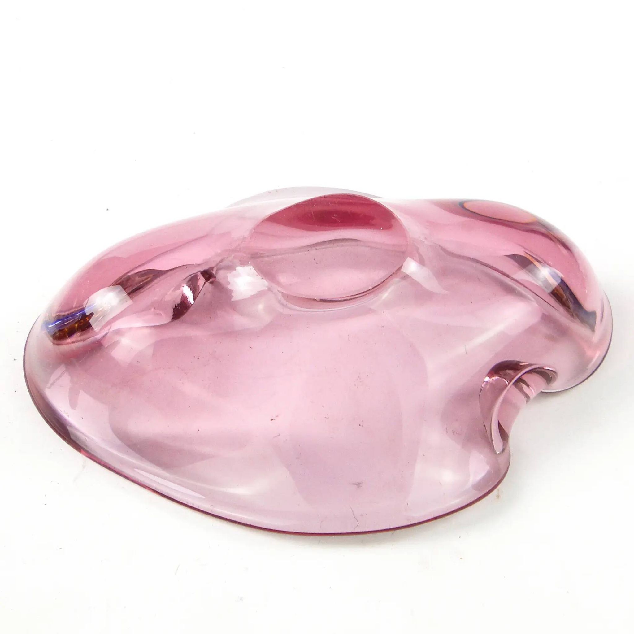 Mid-century modern fruit bowl, glass, Val Saint Lambert, Belgium, 1950s