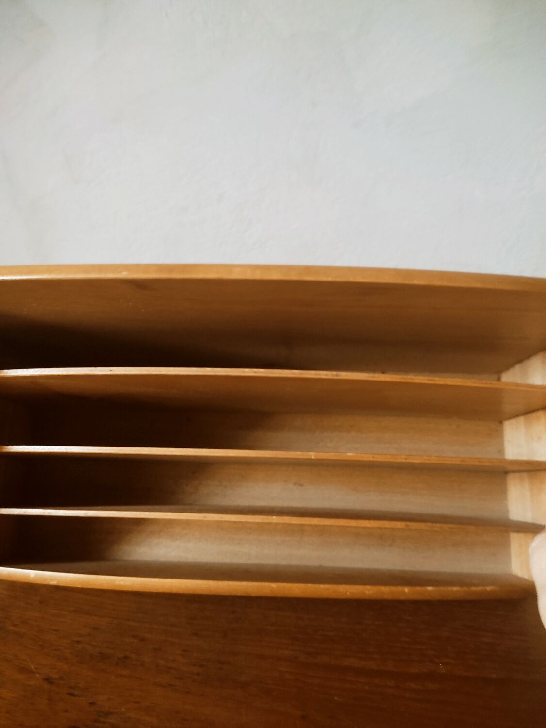 Honey wooden mail rack