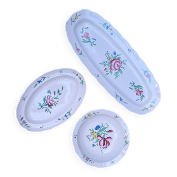 Set of 3 earthenware dishes from Sarreguemines, Riquewihr model.