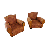 Pair of restored club armchairs, 50s