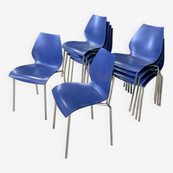 Lot de 10 chaises de salle à manger bleues années 2000