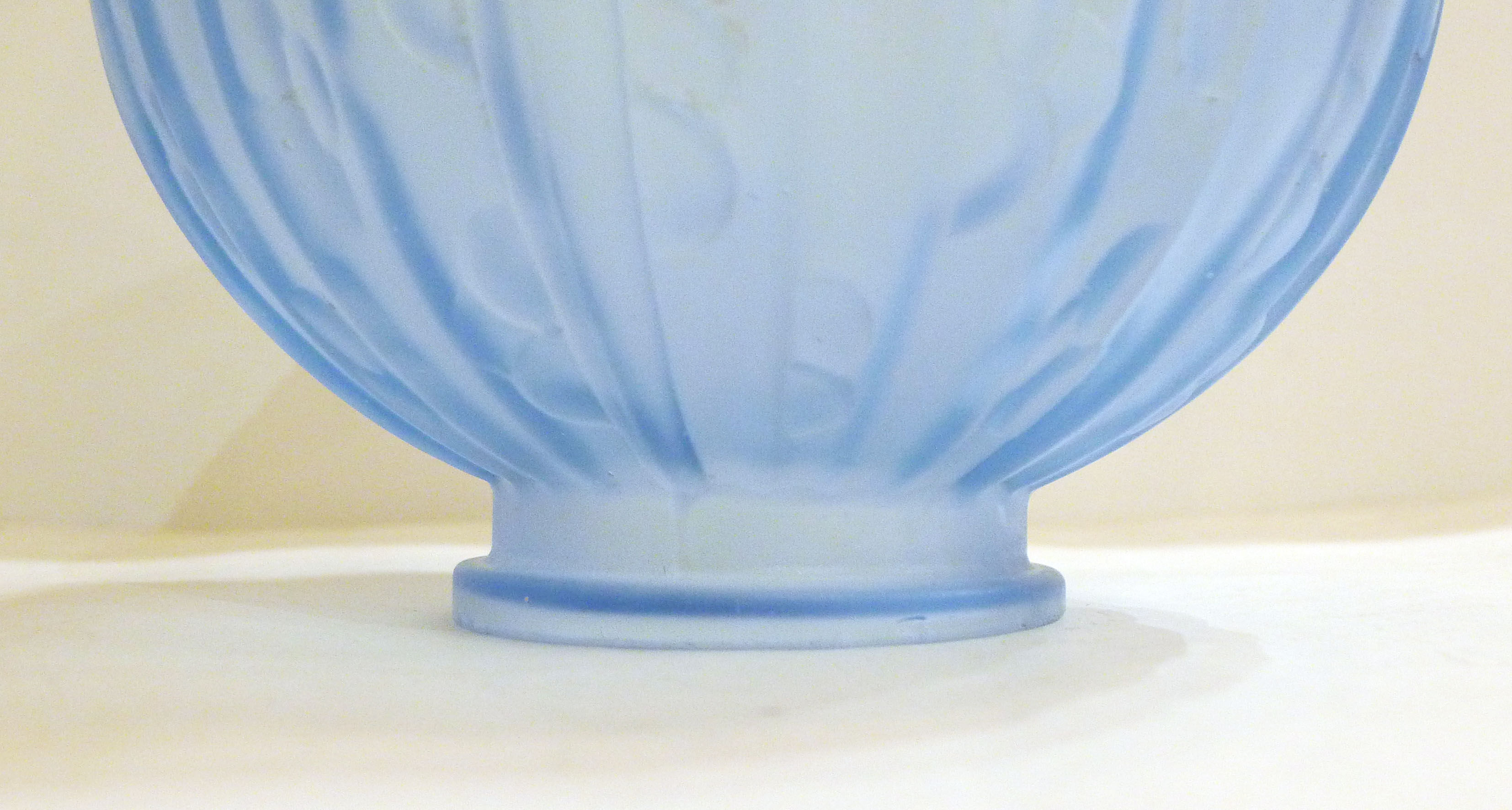Art Deco ball vase, frosted blue glass