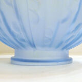 Art Deco ball vase, frosted blue glass
