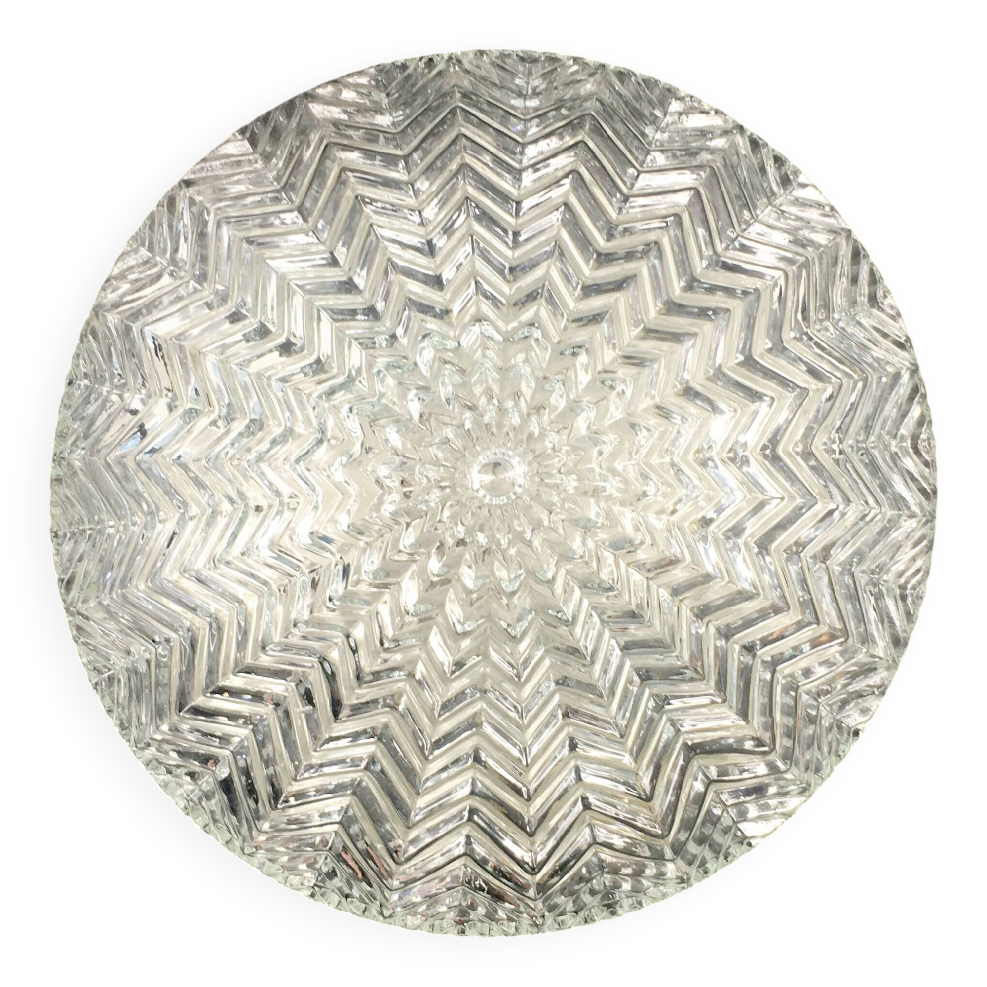 Geometric Transparent Glass Ceiling Light/Flush Mount From Limburg, Germany, 1970s