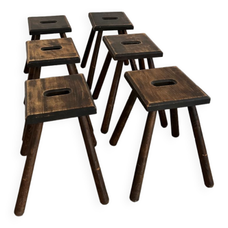 6 vintage midcentury wooden stools