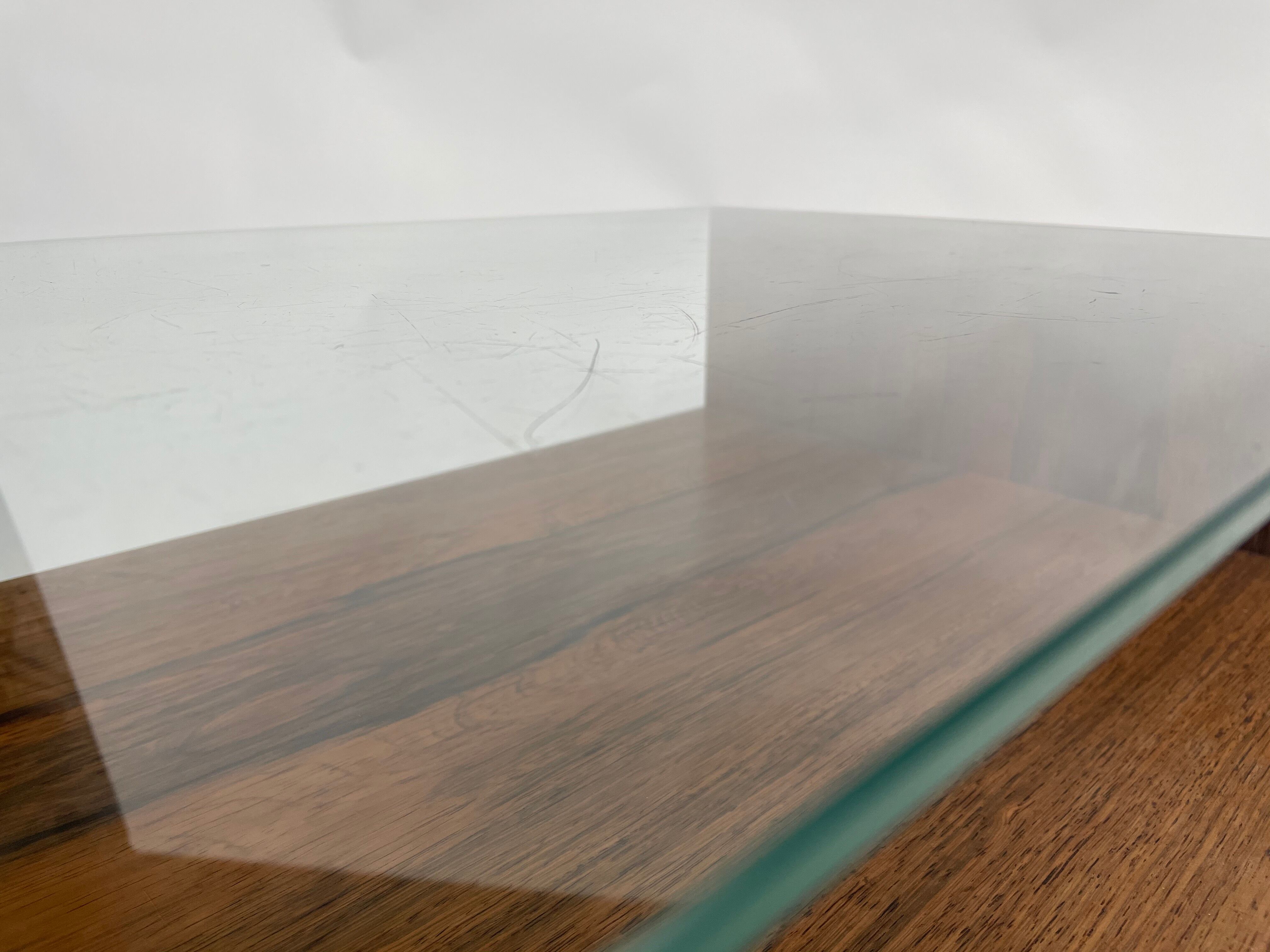 Table d'appoint vintage en palissandre verre chromé 1960 design