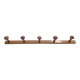 Vintage wall-mounted coat rack in solid wood with 5 hooks - Bistro style