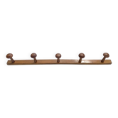 Vintage wall-mounted coat rack in solid wood with 5 hooks - Bistro style