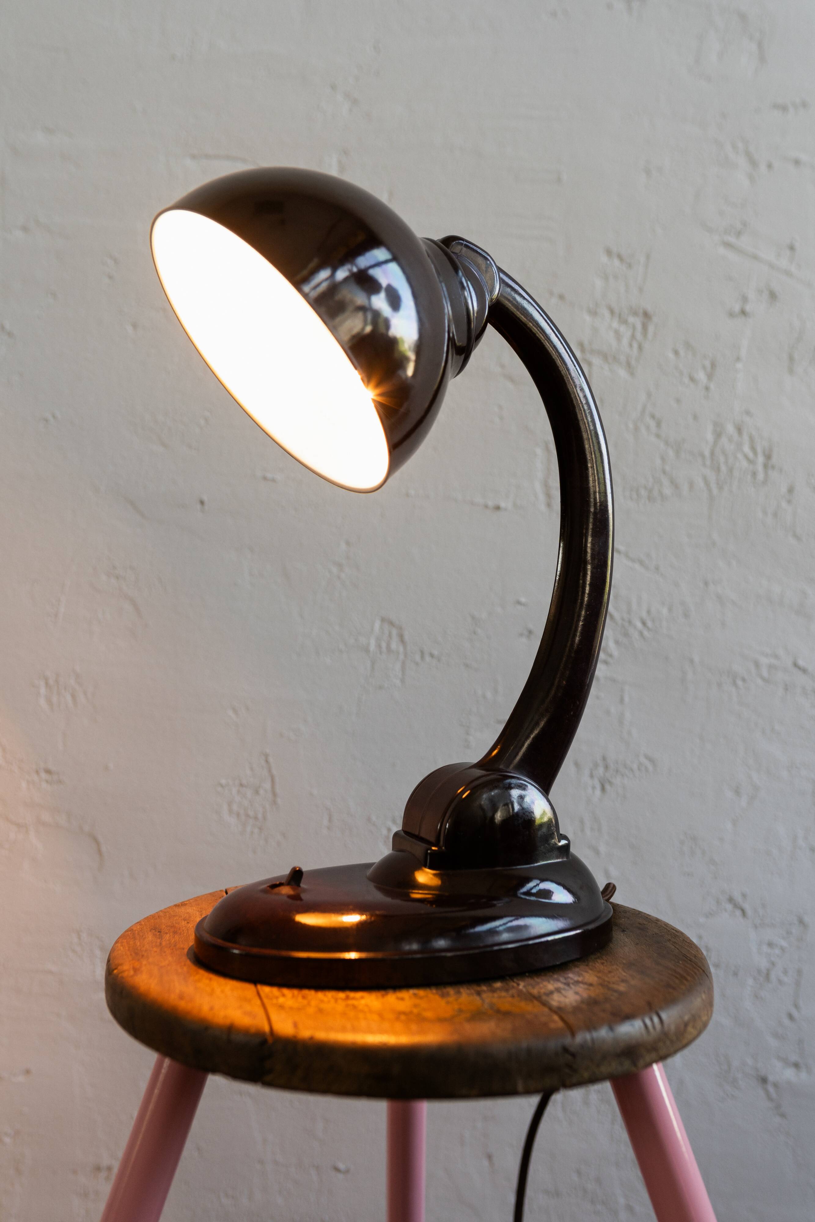 Art Deco Bakelite Desk Lamp Futurit 202 By Eric Kirkham Cole for Gummon Bratislava, Slovakia, 1930s