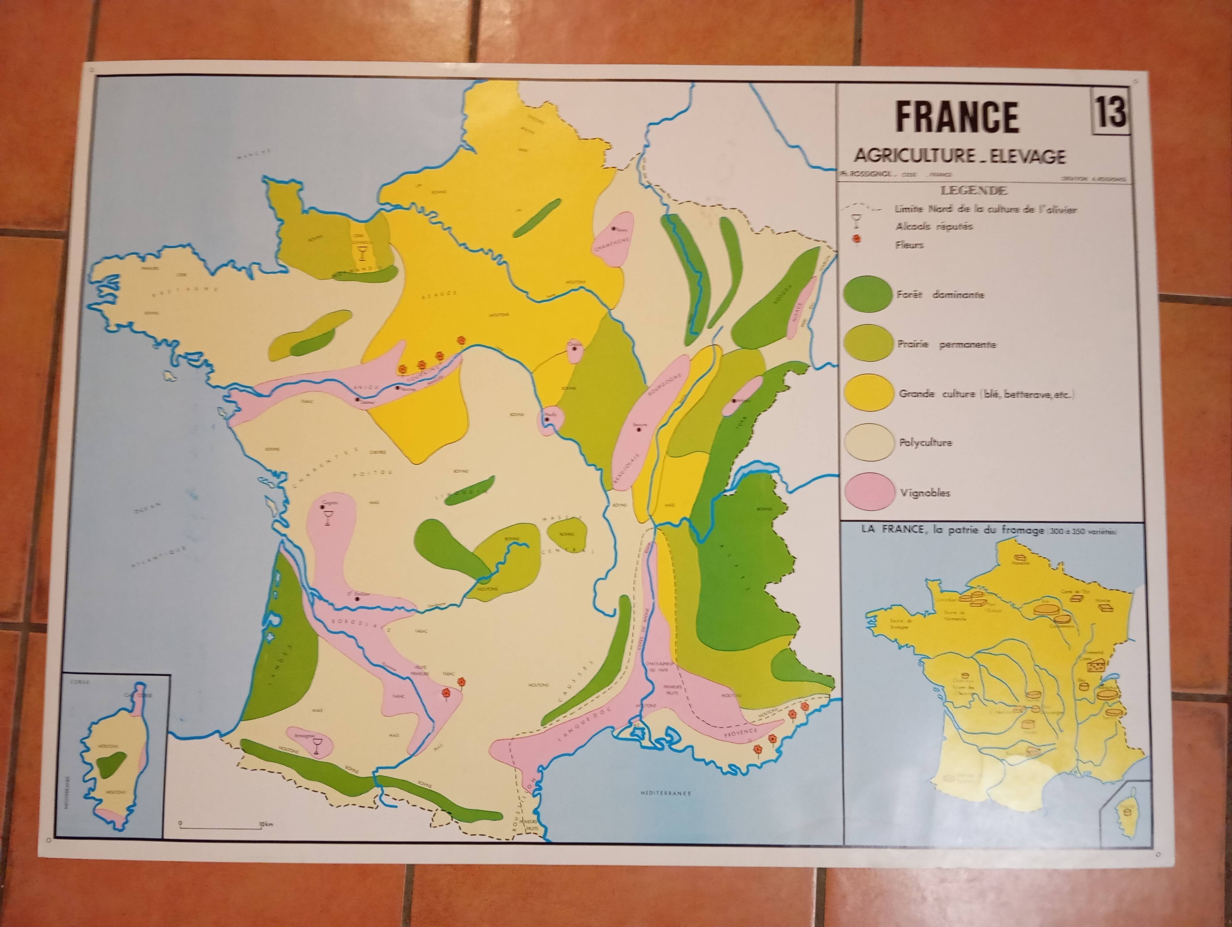 School map: france agriculture-livestock / france sources energy-mines