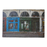 Tableau ancien huile sur bois, rue Parisienne