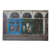Old oil painting on wood, rue Parisienne