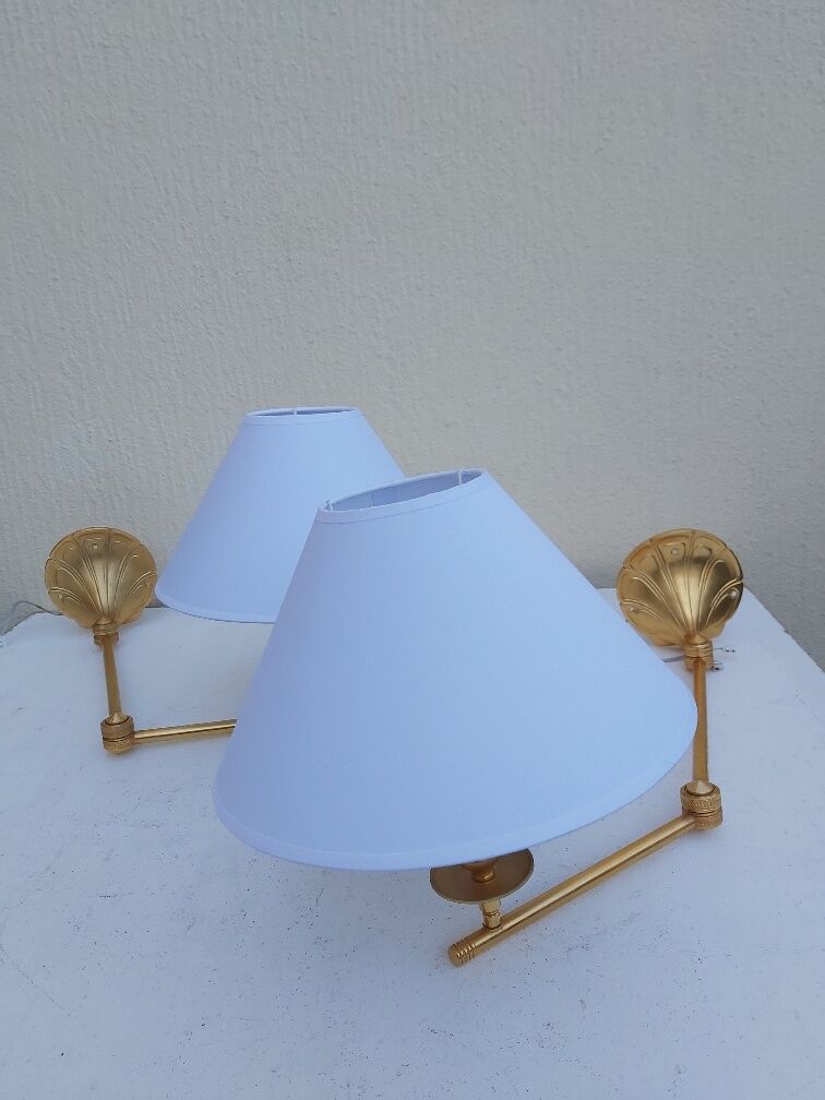 Pair of gilded bronze wall lamps