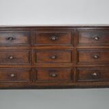Apothicaire / Classeur Antique en Chêne et Bois Fruitiers, France, Début du 20ème Siècle