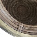 Rattan and vintage brass pot cover