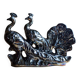 Large iridescent black ceramic peacock sculpture - 1970s