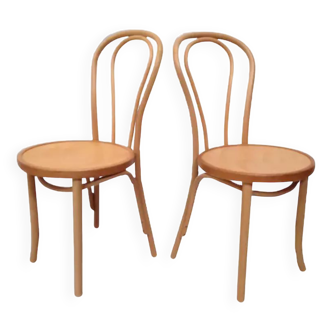 Paire de chaises en bois courbé bistrot