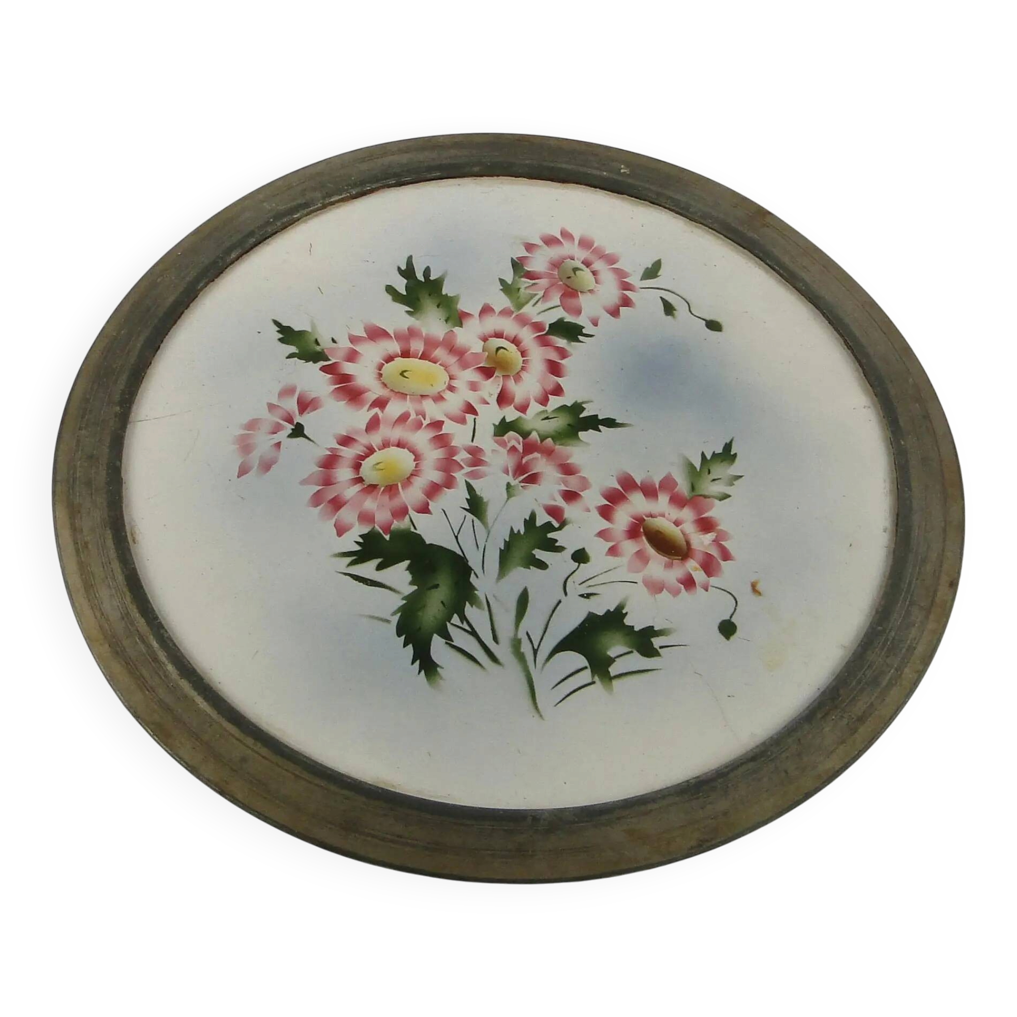 Art Nouveau tray, silver-plated brass, white porcelain, Austria, early 20th century