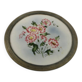 Plateau Art Nouveau, laiton argenté, porcelaine blanche, Autriche, début du 20e siècle