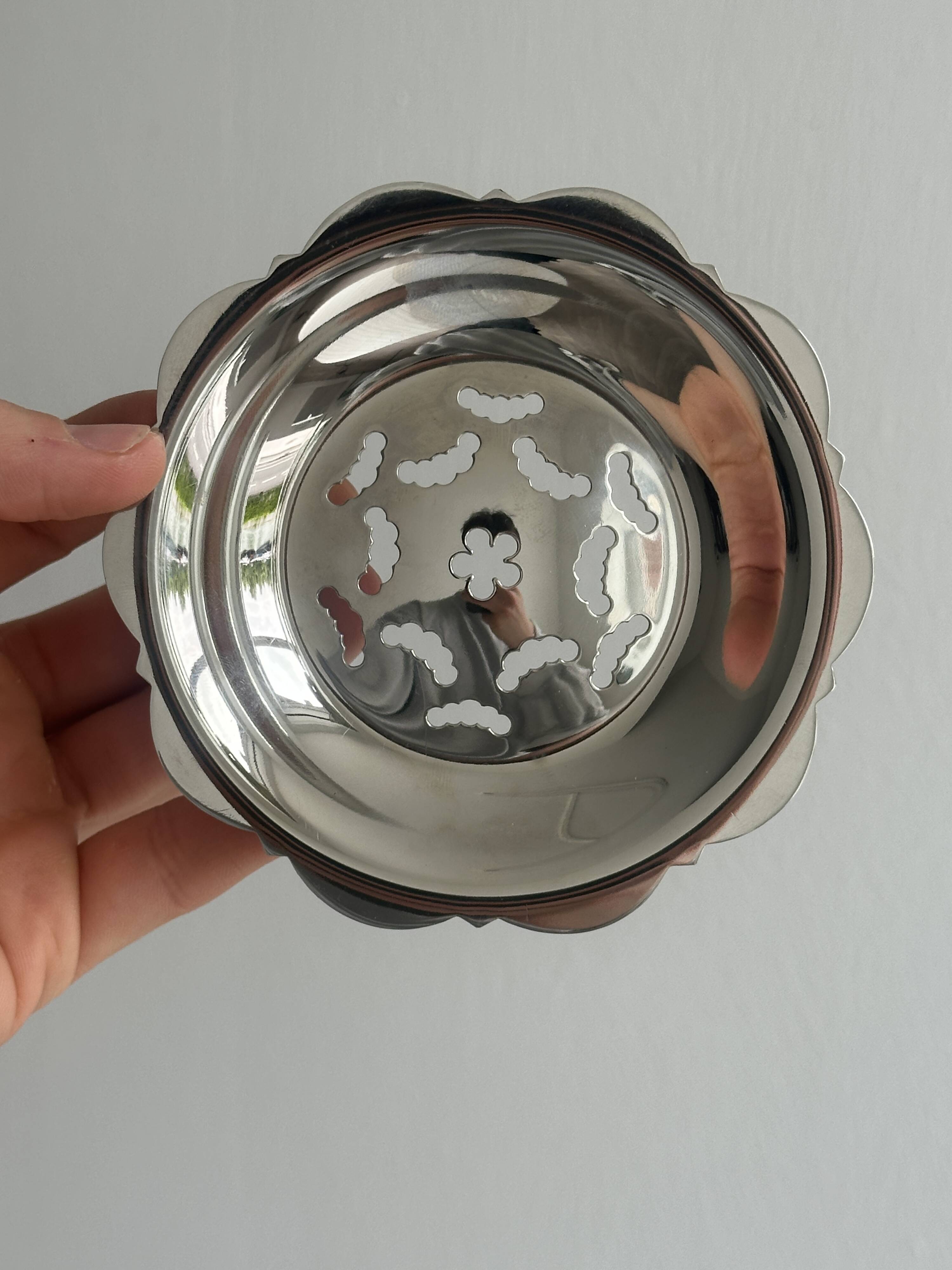 Vintage Coquillor butter dish in shiny metal