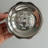 Vintage Coquillor butter dish in shiny metal