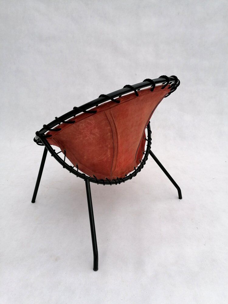 Vintage leather balloon chair, 1960s