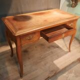 Flat desk in solid cherry wood, Louis XV style.