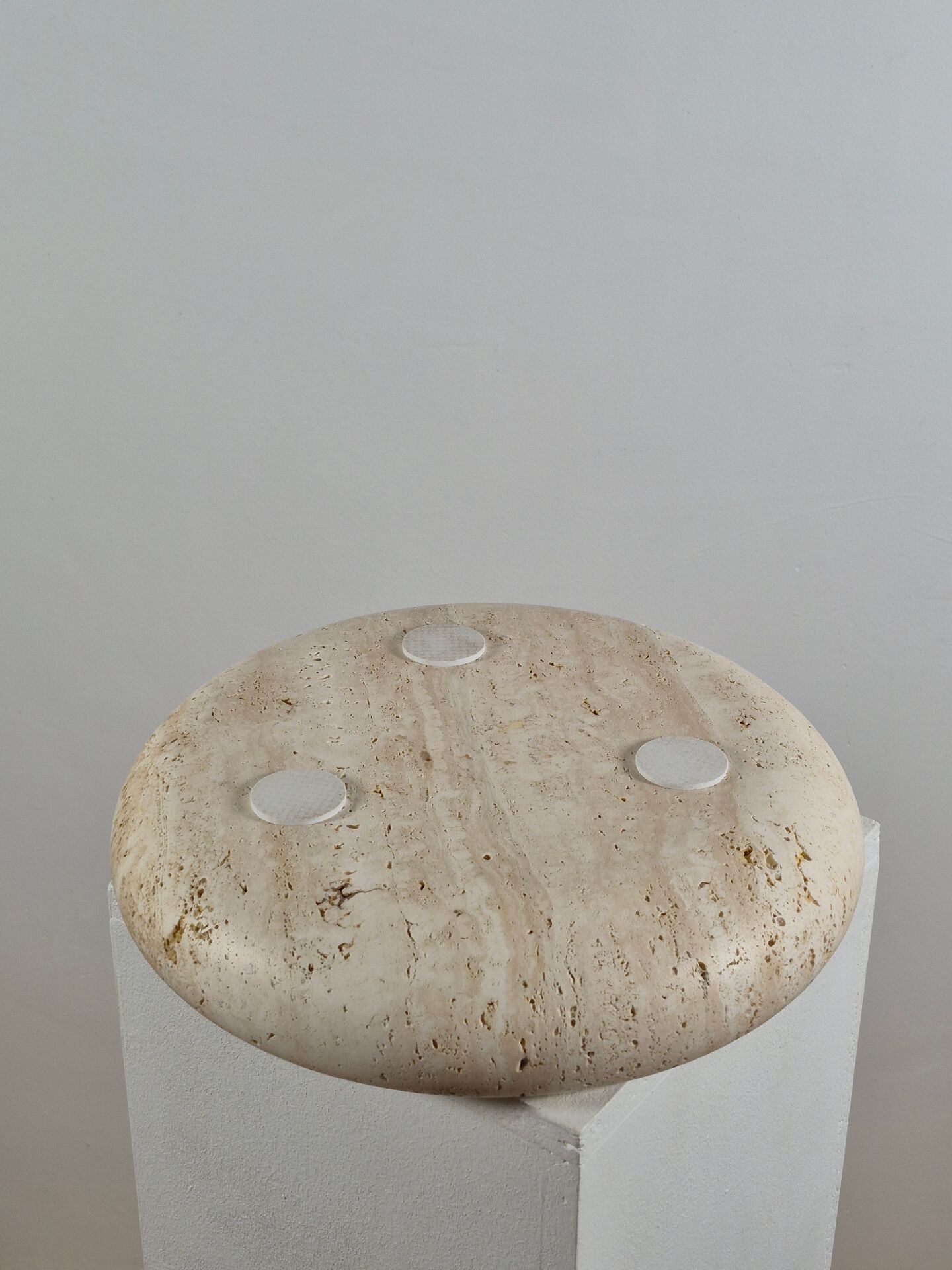 Vintage mid century handmade italian travertine stone bowl