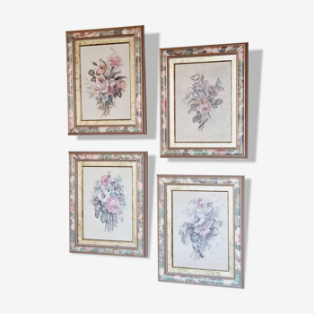 Lot de 4 cadres florales italiens