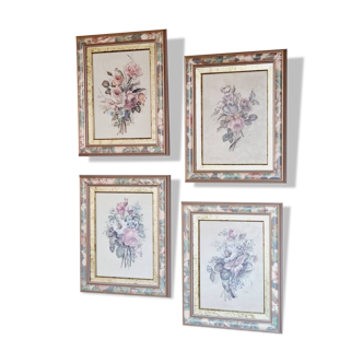 Lot de 4 cadres florales italiens