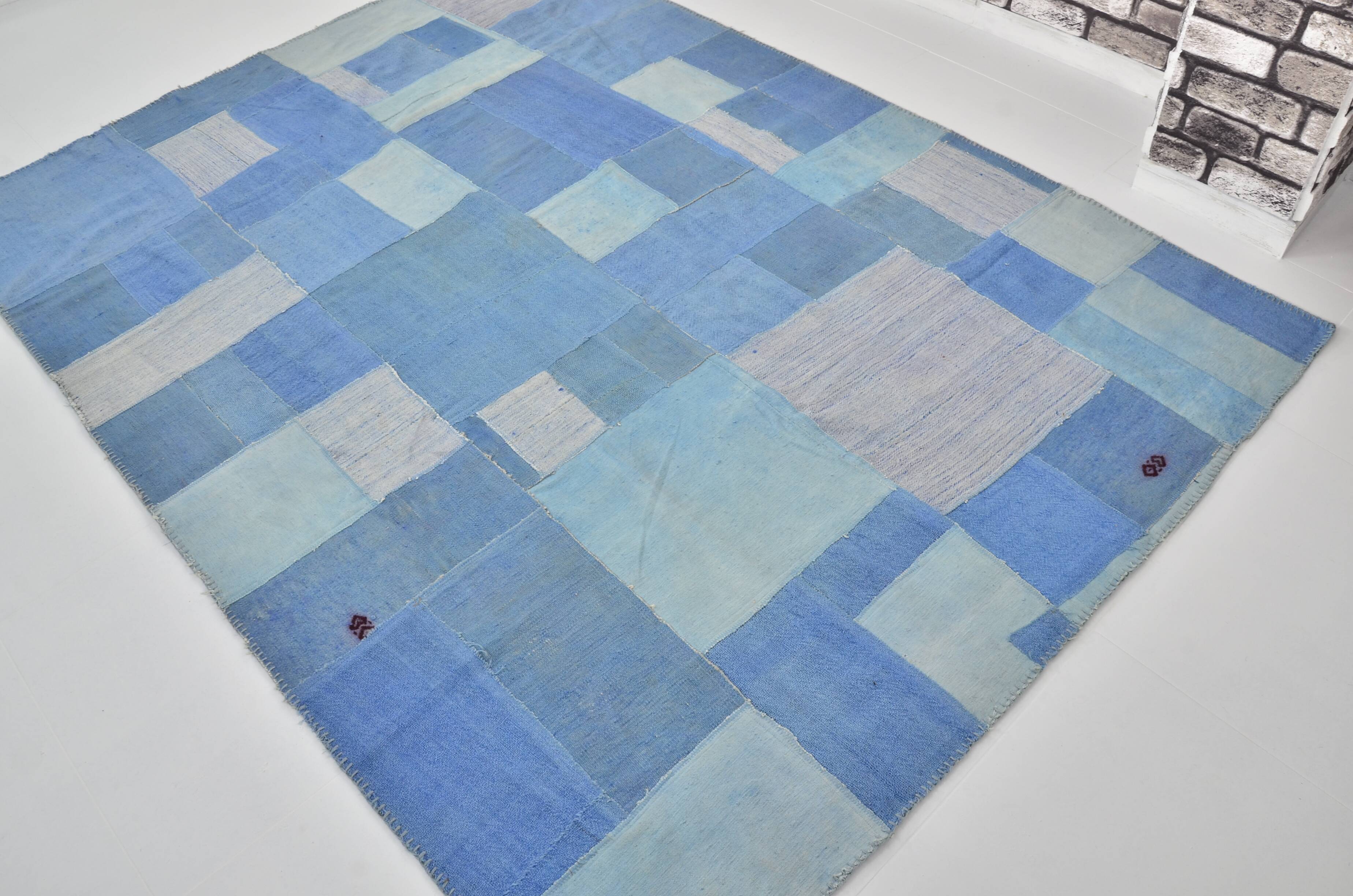 Blue Vintage Turkish Antique Kilim Rug sku 3025