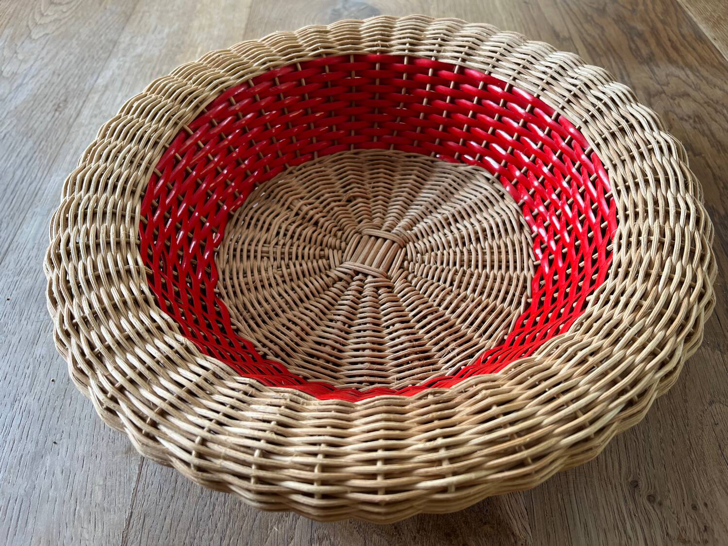 Rattan basket with red trim