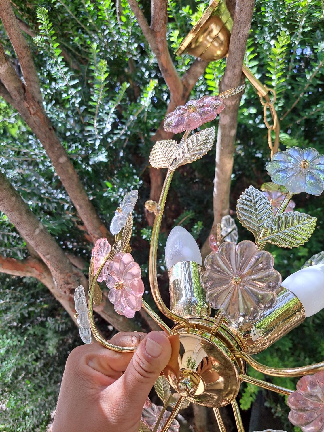 Glass flower chandelier 80s