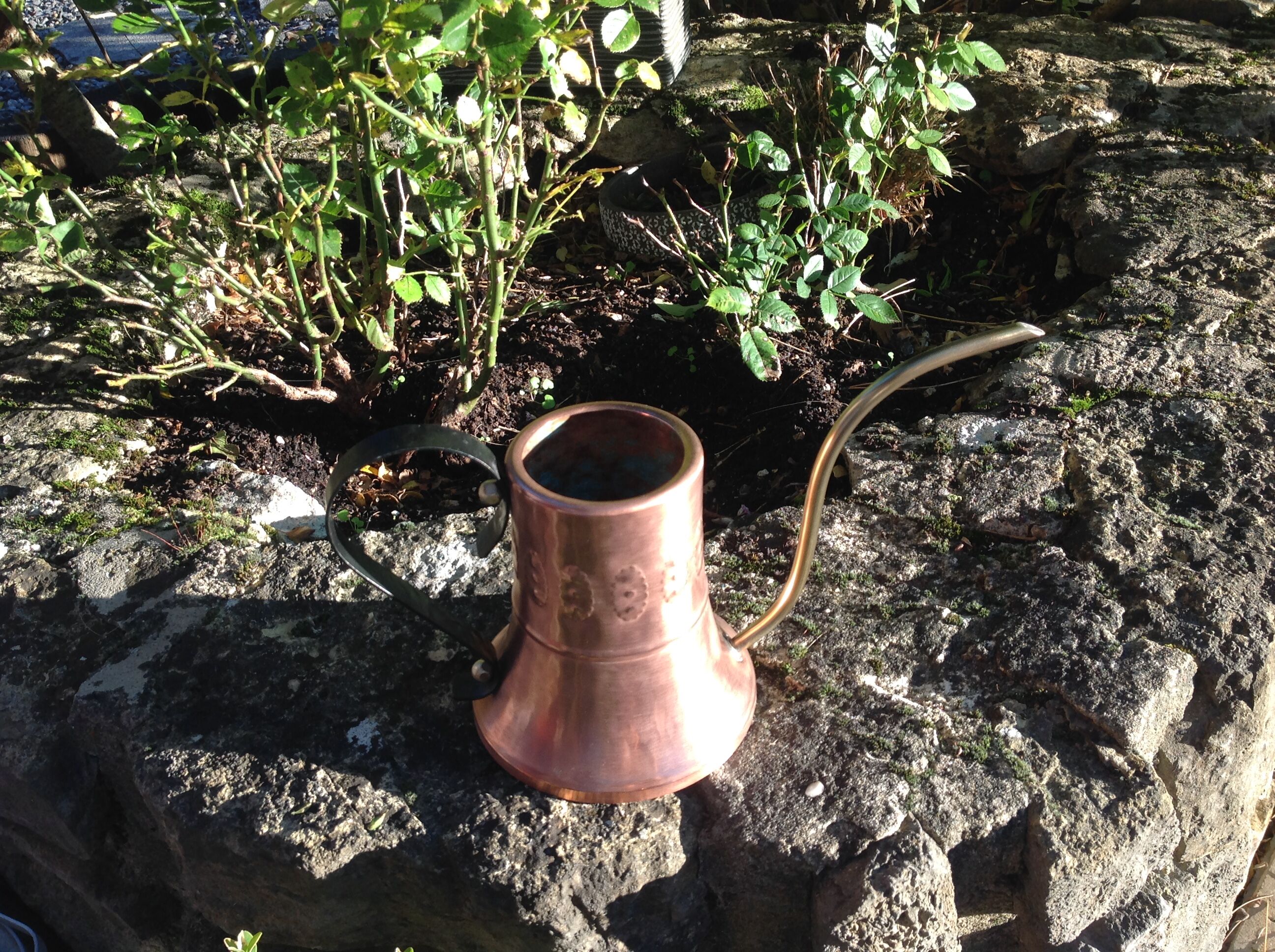 Brushed red copper watering can vintage 60s/70s