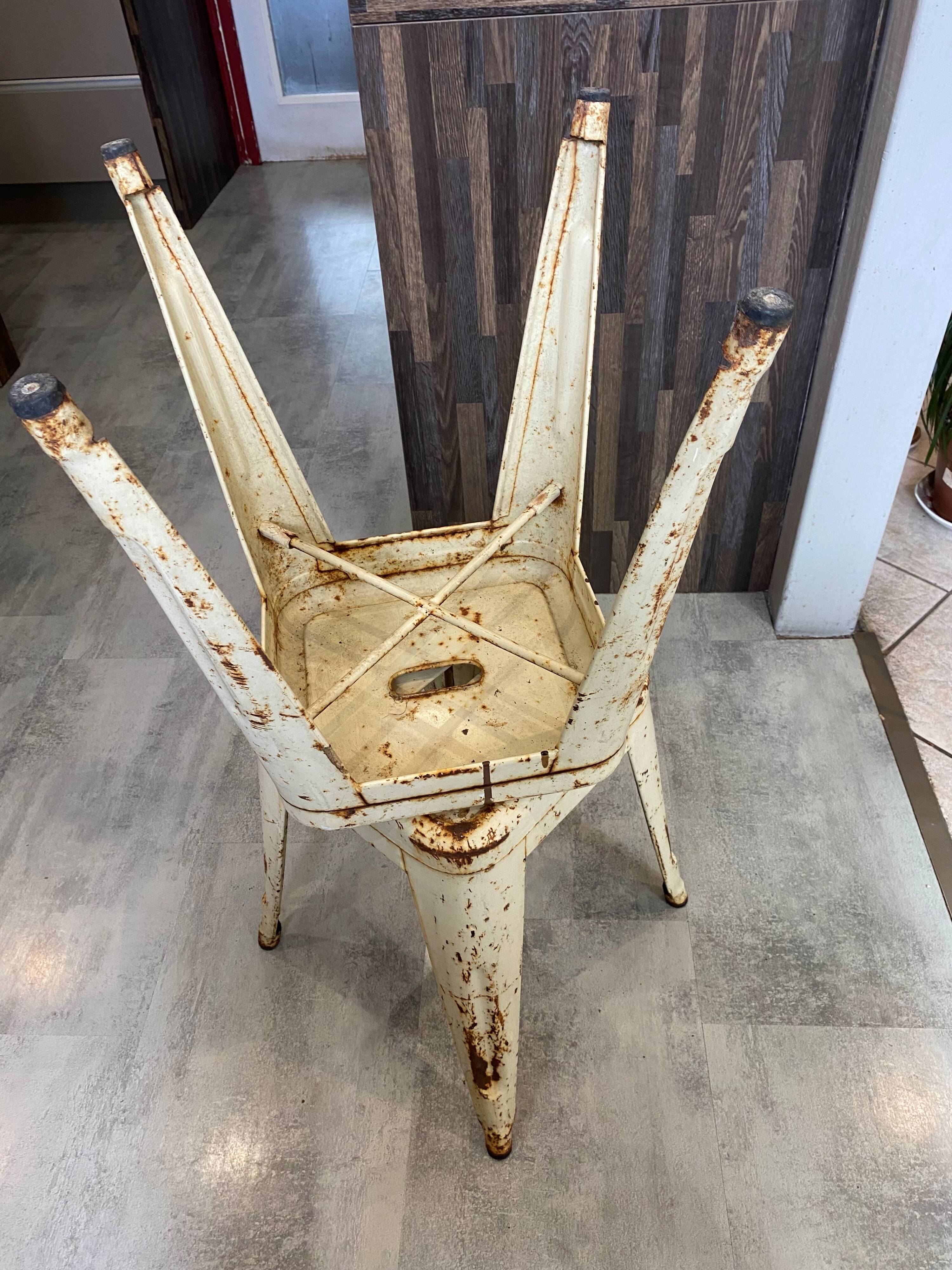 Authentic pair of Xavier Pauchard industrial Tolix metal stools 50