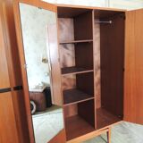 Vintage wardrobe signed Magnani Master cabinetmaker in teak and mahogany