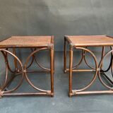 Pair of end of sofa bedside rattan