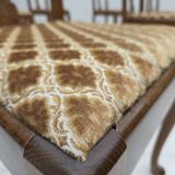 1930s, set of 6 Danish chairs, furniture velour, oak wood, reupholstered.