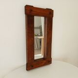 Miroir brutaliste vintage en chêne massif